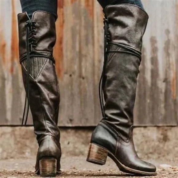•|•FREEBIRD BY STEVEN•| Carolina Over The Knee Leather Boots Size 10 - Picture 1 of 15